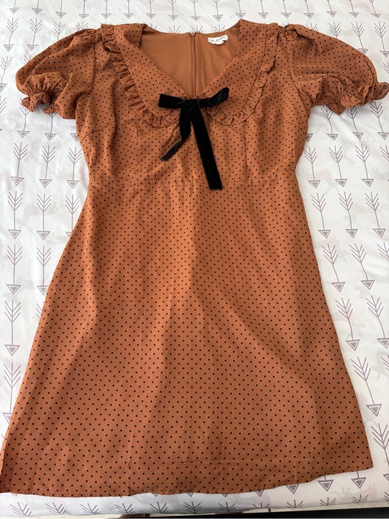 Blu Pepper Dresses & Skirts - Blu Pepper Rust Brown Polka Dot Dress Top